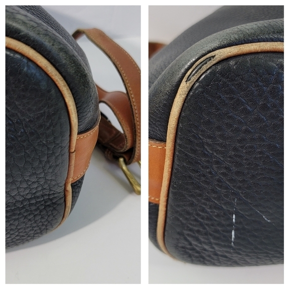 VTG DOONEY BOURKE Black/Brown Pebble Collection Drawstring Bucket Bag Leather - Picture 7 of 14